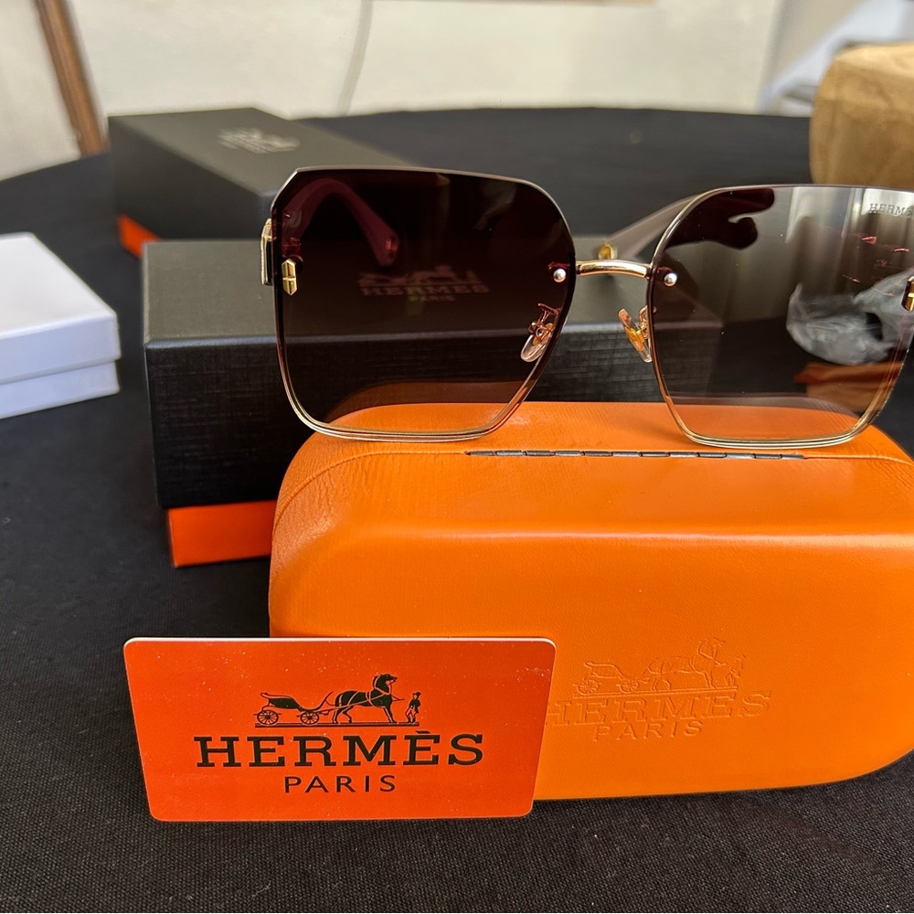 Herms Gradient Brown Square Sunglasses - image 1